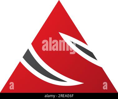 Red and Black Triangle Shaped Letter S Icon on a White Background Stock Vector