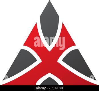 Red and Black Triangle Shaped Letter X Icon on a White Background Stock Vector