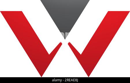 Red and Black Triangle Shaped Letter W Icon on a White Background Stock Vector
