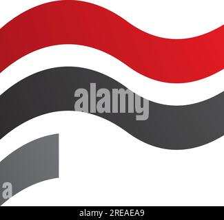 Red and Black Wavy Flag Shaped Letter F Icon on a White Background Stock Vector
