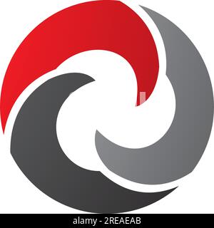 Red and Black Wave Shaped Letter O Icon on a White Background Stock Vector