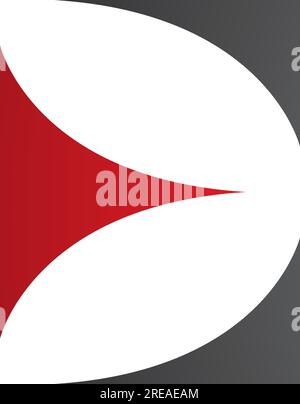 Red and Black Uppercase Letter E Icon with Curvy Triangles on a White Background Stock Vector