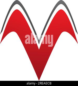 Red and Black Wing Shaped Letter V Icon on a White Background Stock Vector