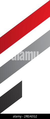 Red and Grey Letter F Icon with Diagonal Stripes on a White Background Stock Vector