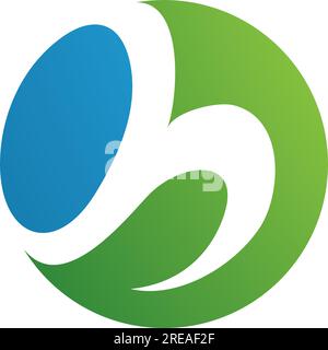 Blue and Green Circle Shaped Letter H Icon on a White Background Stock Vector