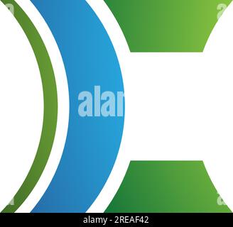 Blue and Green Lens Shaped Letter C Icon on a White Background Stock Vector