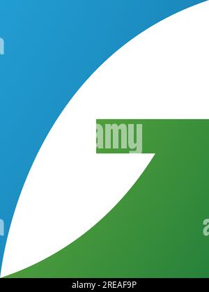 Blue and Green Rectangular Letter G Icon on a White Background Stock Vector