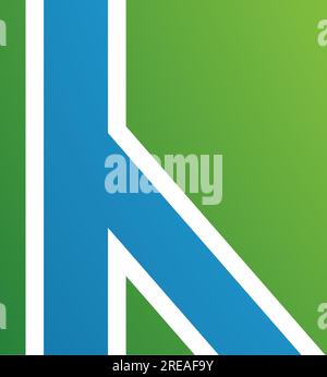 Blue and Green Letter H Icon with Straight Lines on a White Background Stock Vector