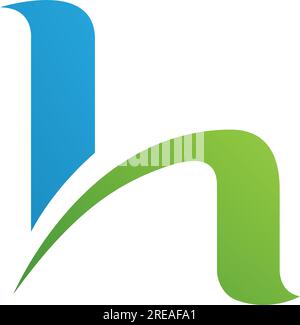 Blue and Green Letter H Icon with Round Spiky Lines on a White Background Stock Vector