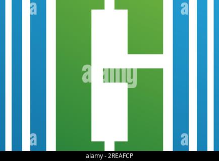 Blue and Green Letter G Icon with Vertical Stripes on a White Background Stock Vector