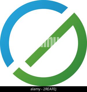 Blue and Green Thin Round Letter G Icon on a White Background Stock Vector