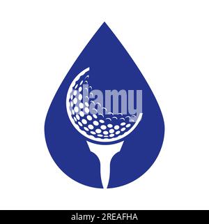 Golf Logo Design Template Vector. Golf ball on tee with drop shape logo design icon. Stock Vector