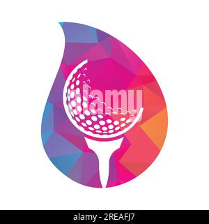 Golf Logo Design Template Vector. Golf ball on tee with drop shape logo design icon. Stock Vector