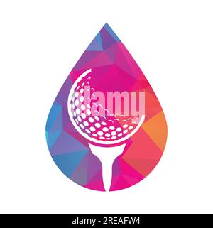 Golf Logo Design Template Vector. Golf ball on tee with drop shape logo design icon. Stock Vector