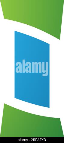 Green and Blue Antique Pillar Shaped Letter I Icon on a White Background Stock Vector