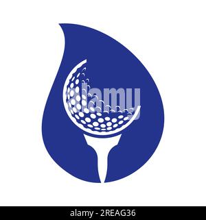 Golf Logo Design Template Vector. Golf ball on tee with drop shape logo design icon. Stock Vector