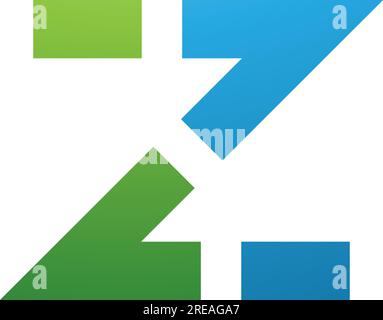 Green and Blue Dotted Line Shaped Letter Z Icon on a White Background Stock Vector