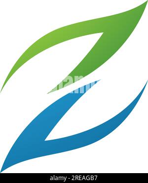 Green and Blue Fire Shaped Letter Z Icon on a White Background Stock Vector
