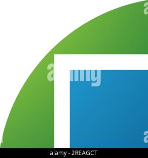 Green and Blue Geometrical Letter R Icon on a White Background Stock Vector