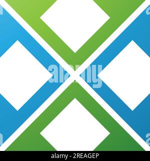 Green and Blue Arrow Square Shaped Letter X Icon on a White Background Stock Vector