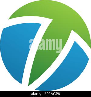 Green and Blue Circle Shaped Letter T Icon on a White Background Stock Vector