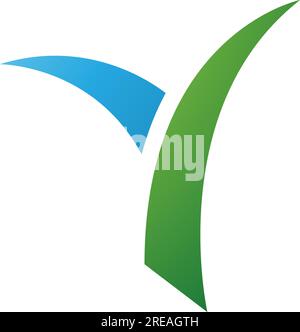 Green and Blue Grass Shaped Letter Y Icon on a White Background Stock Vector