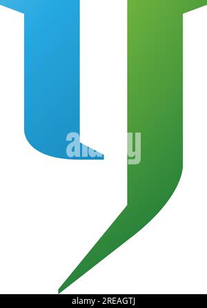Green and Blue Lowercase Letter Y Icon on a White Background Stock Vector