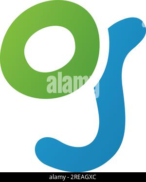 Green and Blue Letter G Icon with Soft Round Lines on a White Background Stock Vector