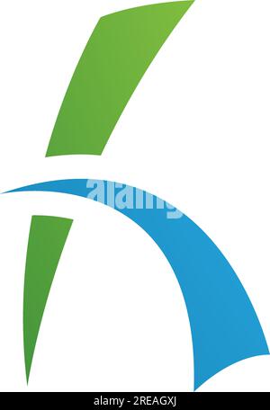 Green and Blue Letter H Icon with Spiky Lines on a White Background Stock Vector