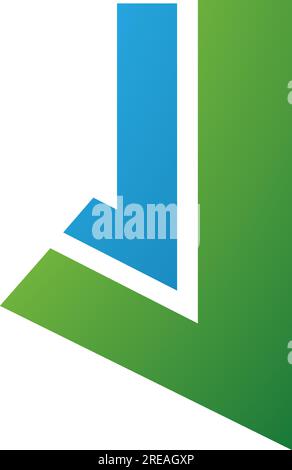 Green and Blue Letter J Icon with Straight Lines on a White Background Stock Vector