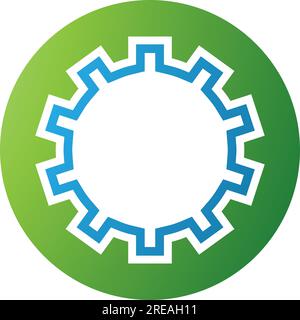 Green and Blue Letter O Icon with Castle Wall Pattern on a White Background Stock Vector