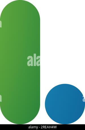 Green and Blue Rounded Letter L Icon on a White Background Stock Vector