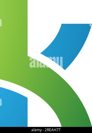 Green and Blue Lowercase Letter K Icon with Overlapping Paths on a White Background Stock Vector