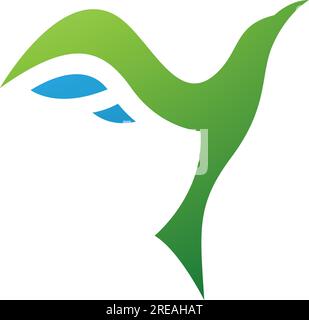 Green and Blue Rising Bird Shaped Letter Y Icon on a White Background Stock Vector