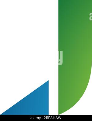 Green and Blue Letter J Icon with a Triangular Tip on a White Background Stock Vector