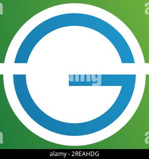 Green and Blue Round and Square Letter G Icon on a White Background Stock Vector
