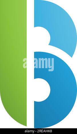 Green and Blue Round Disk Shaped Letter B Icon on a White Background Stock Vector