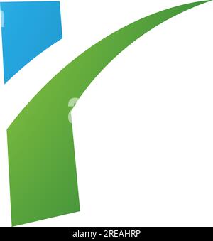 Green and Blue Spiky Shaped Letter R Icon on a White Background Stock Vector