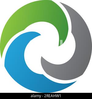 Green and Blue Wave Shaped Letter O Icon on a White Background Stock Vector