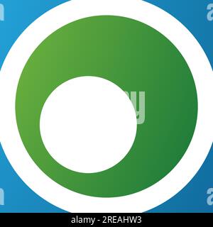 Green and Blue Square Letter O Icon on a White Background Stock Vector