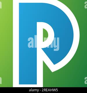 Green and Blue Square Letter P Icon on a White Background Stock Vector