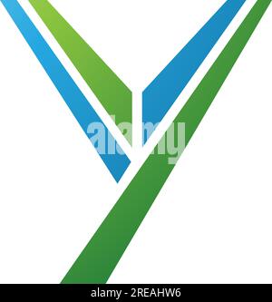 Green and Blue Uppercase Letter Y Icon on a White Background Stock Vector