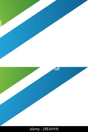 Green and Blue Triangular Flag Shaped Letter B Icon on a White Background Stock Vector