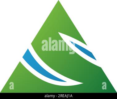 Green and Blue Triangle Shaped Letter S Icon on a White Background Stock Vector
