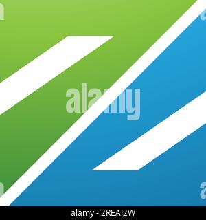 Green and Blue Triangular Square Shaped Letter Z Icon on a White Background Stock Vector