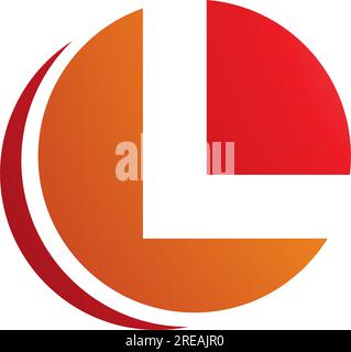 Orange and Red Circle Shaped Letter L Icon on a White Background Stock Vector