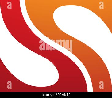 Orange and Red Fish Fin Shaped Letter S Icon on a White Background Stock Vector