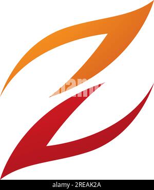 Orange and Red Fire Shaped Letter Z Icon on a White Background Stock Vector