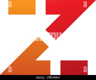 Orange and Red Dotted Line Shaped Letter Z Icon on a White Background Stock Vector