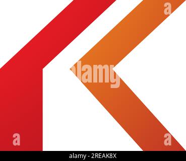 Orange and Red Folded Letter K Icon on a White Background Stock Vector